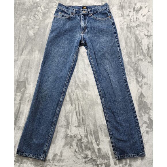 Lee Jeans Mens 32 X 34 Blue Dark Wash Regular Fit Straight Leg Cotton Denim - Picture 1 of 13